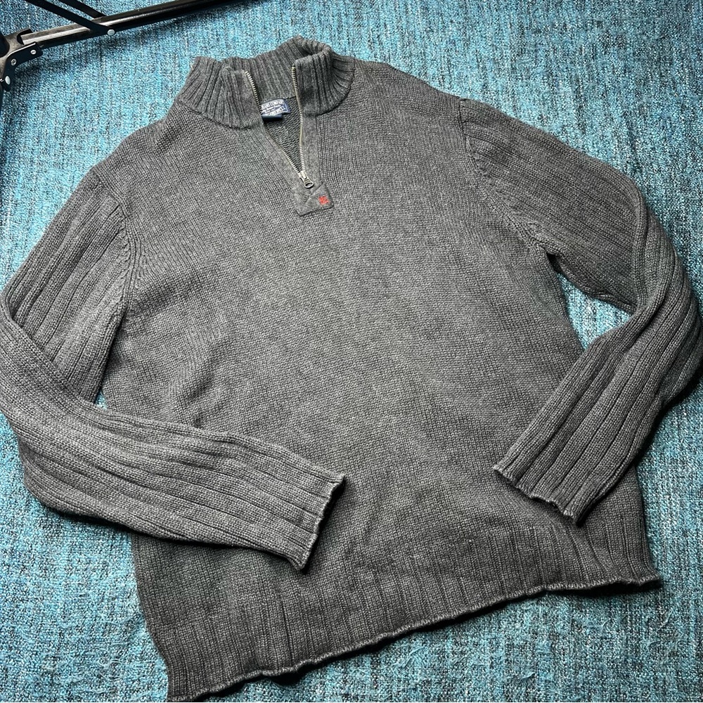 Polo Jeans Company Ralph Lauren Men's 1/4 Zip Pullover Thick Knit Sweater Grey
